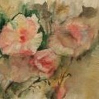Fleurs aquarelle sur papier japonais,30x40